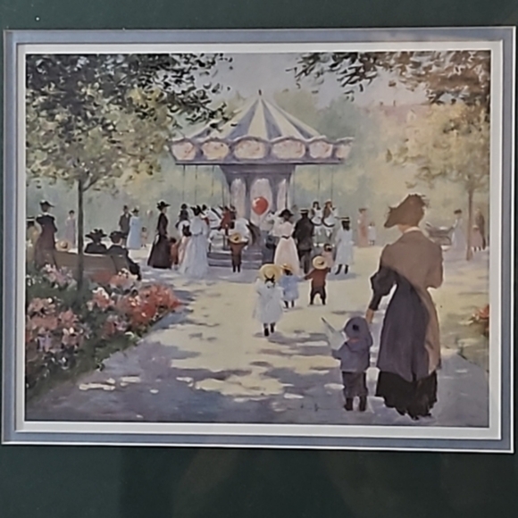 15.5"h Vintage nostalgic matted Wood Framed Art of the days of old - Picture 6 of 16